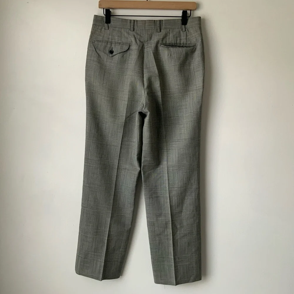 BURBERRYS’ Plaid Trousers Vintage Houndstooth High Waisted Black White Small - Picture 3 of 14